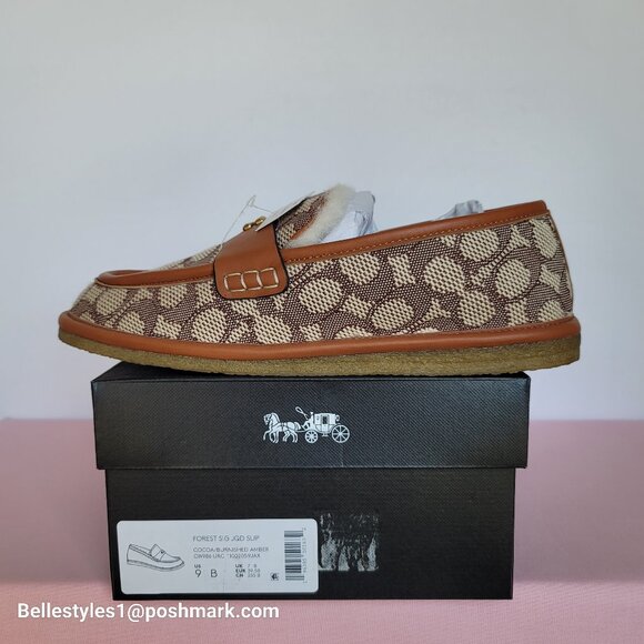 COACH Forest Slipper In Signature Textile Jacquard & Leather-Women’s Size 9B ⭐ - Picture 16 of 16